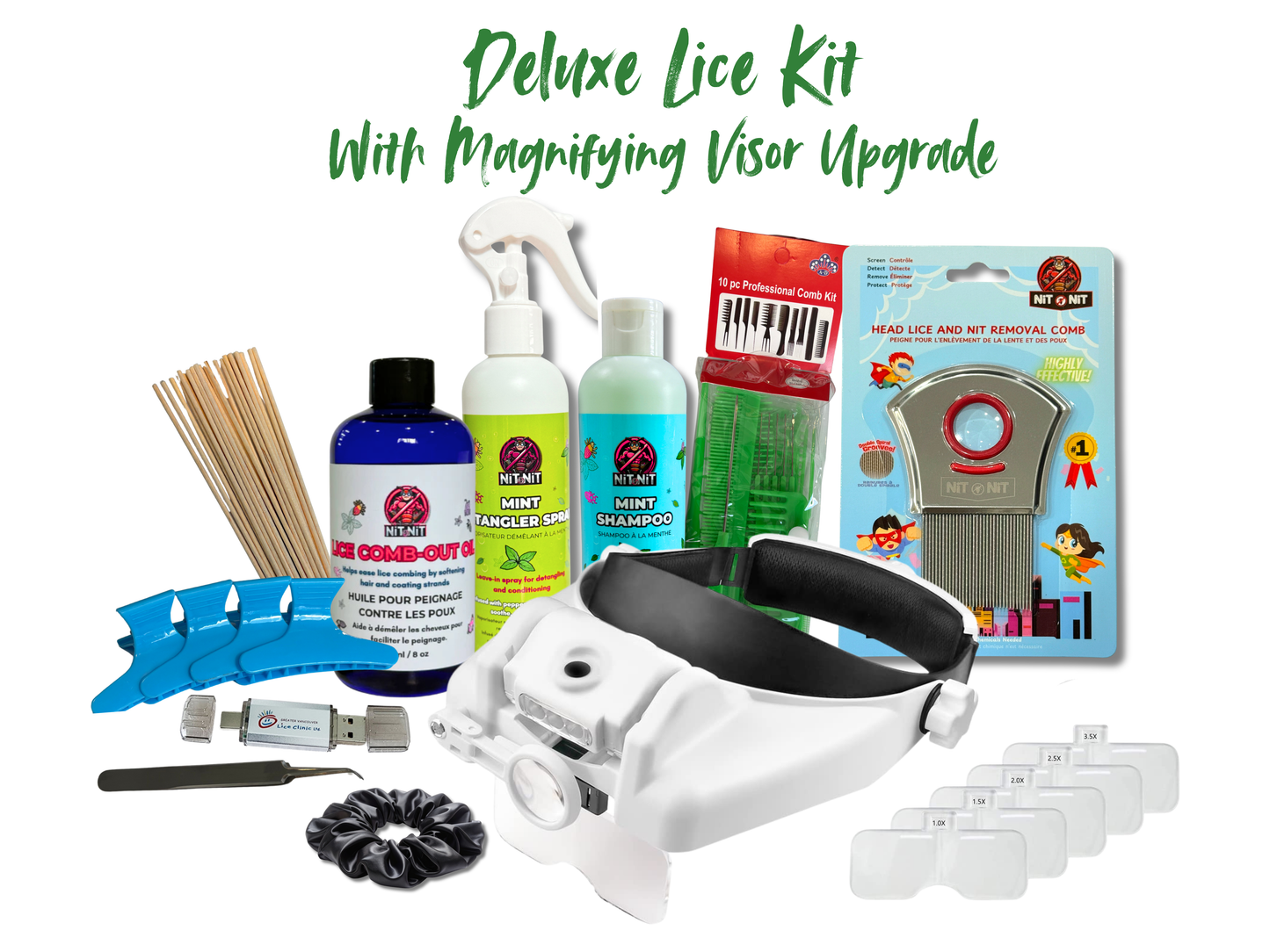 Deluxe Lice Treatment & Prevention Kit – With Magnifying Visor Upgrade