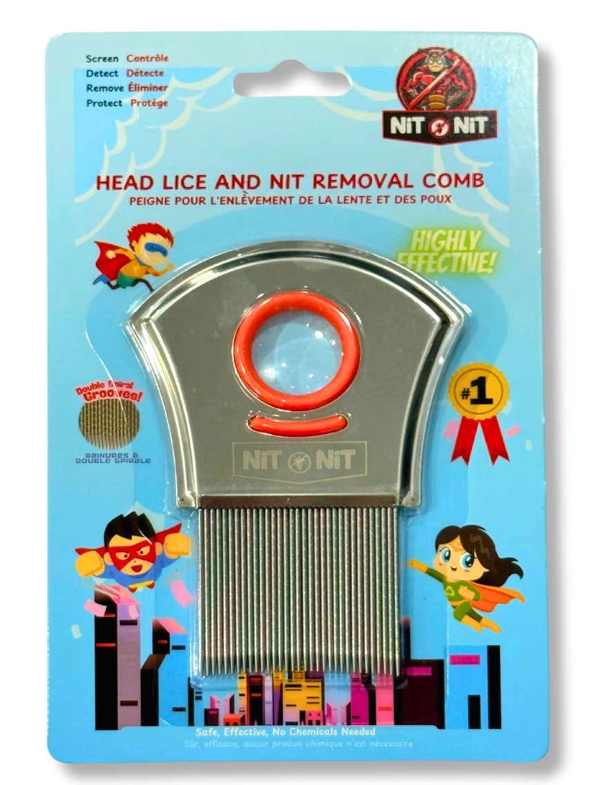 Nit Nit Premium Lice Comb - Stainless Steel Microgroove with Magnifying Glass