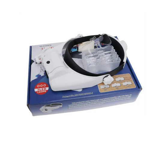 Headband Magnifying Glass with 3 LED Lights Head-Mounted Magnifier Visor 1X, 1.5X, 2X, 2.5X, 3.5X, 8x